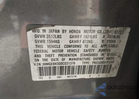 2013 Honda Fit from USA, damaged, VIN JHMGE8H30DC031376